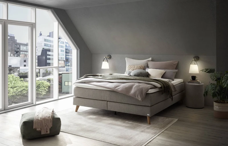Hasena Boxspringbett Beatriz ohne Kopfteil, Eiche bright mit Pace grey