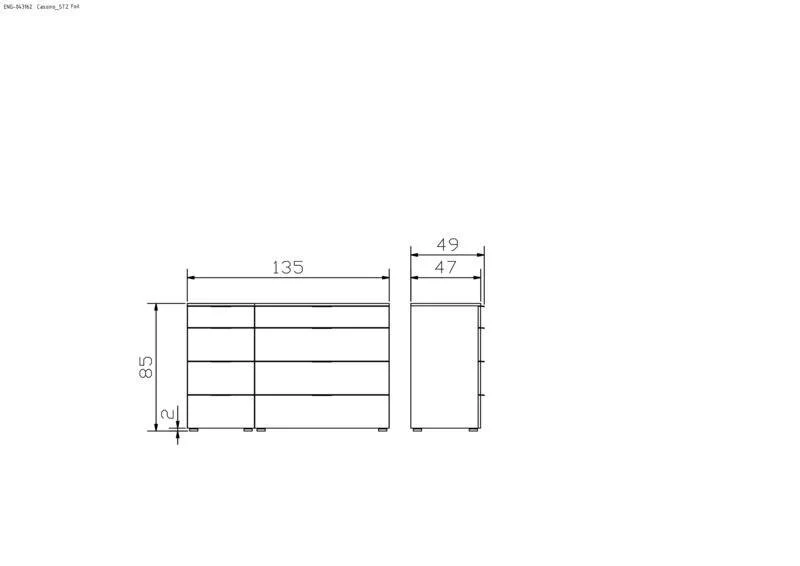Hasena Selezione Kommode Cassino Weiß-Schwarz mit 8 Schubladen
