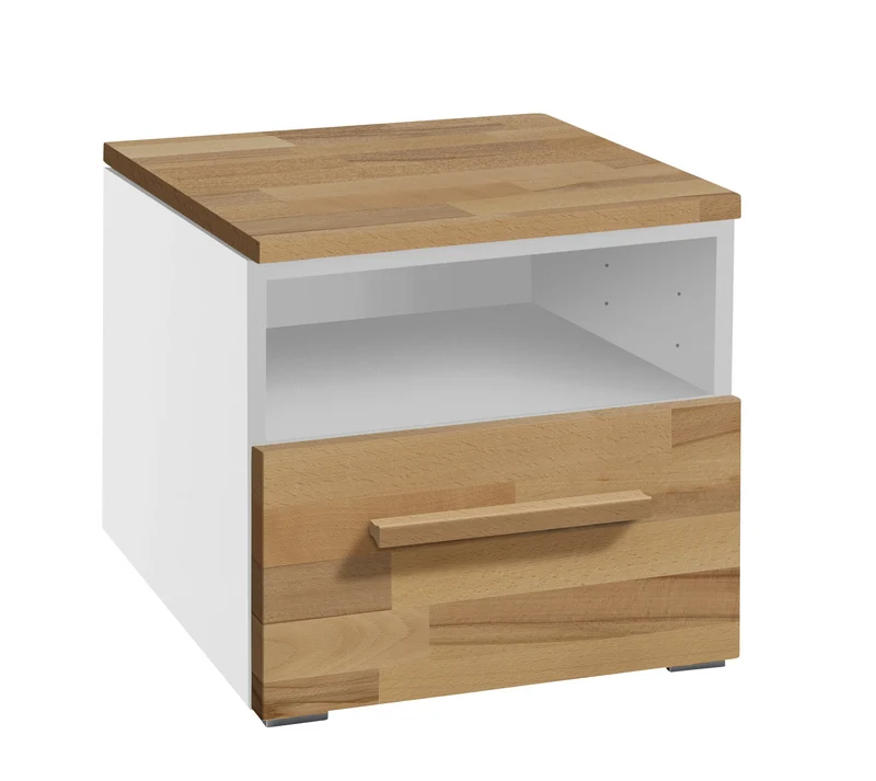 Hasena Nachttisch Onia Weiß mit Kernbuche-Front, Selezione-Kollektion