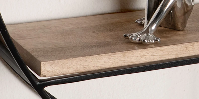 Wandregal Rund 70x70x18cm Mango Massivholz Metall Industrial Design