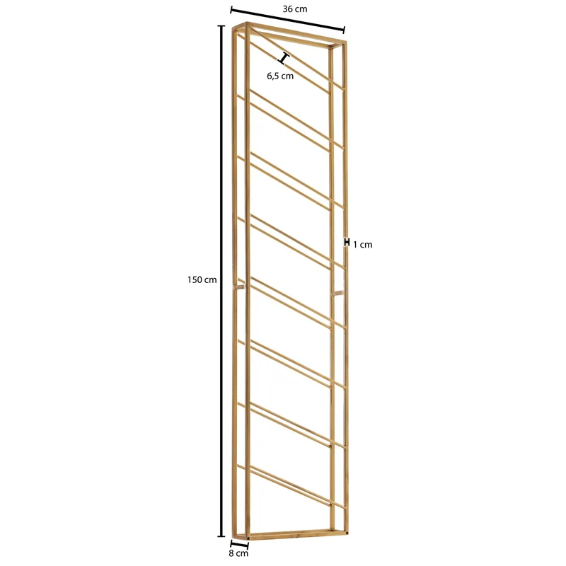 Weinregal Wand Metall Gold 36x150x8cm für 8 Flaschen Hängend
