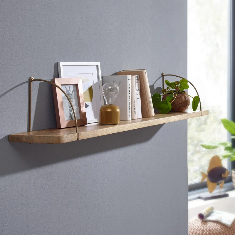 Wandregal 120x25x22cm Mango Massivholz Metall Industrial Design