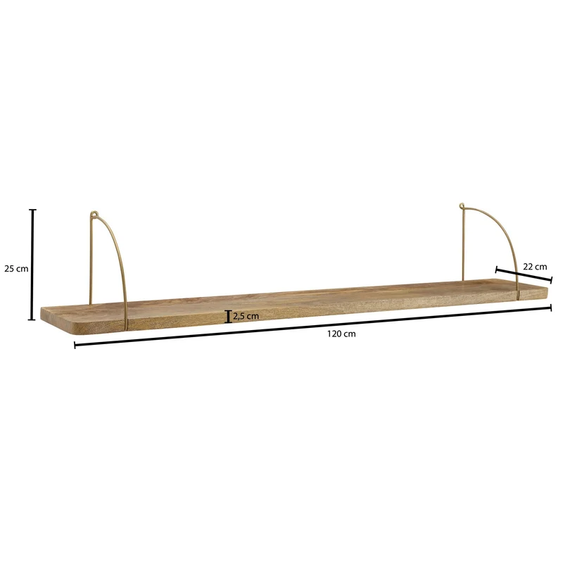 Wandregal 120x25x22cm Mango Massivholz Metall Industrial Design