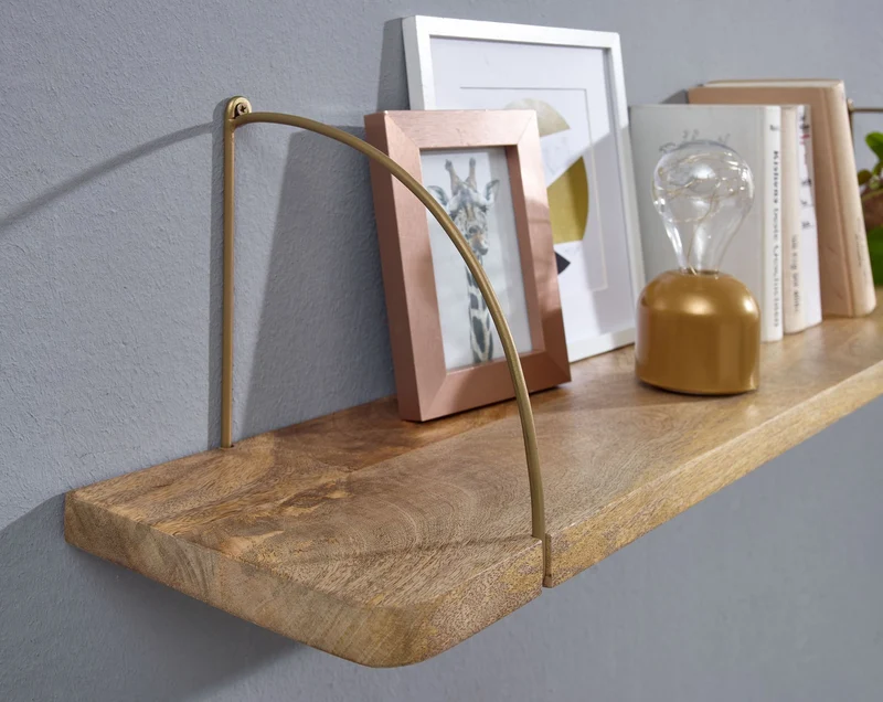 Wandregal 120x25x22cm Mango Massivholz Metall Industrial Design