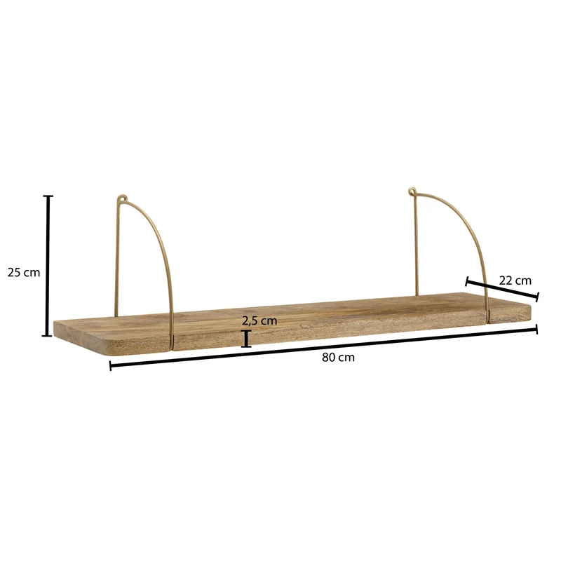 Wandregal 80x25x22cm Mango Massivholz Metall Industrial Design