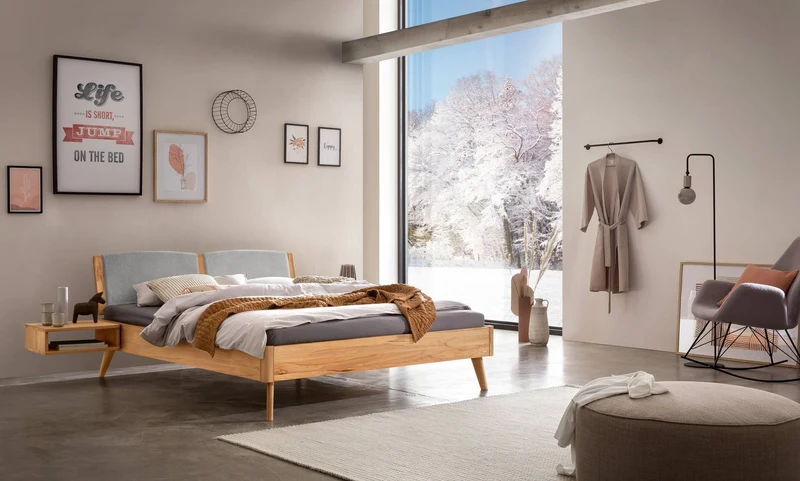 Hasena Bett Fabro Lounge Wildbuche natur mit gepolstertem Kopfteil