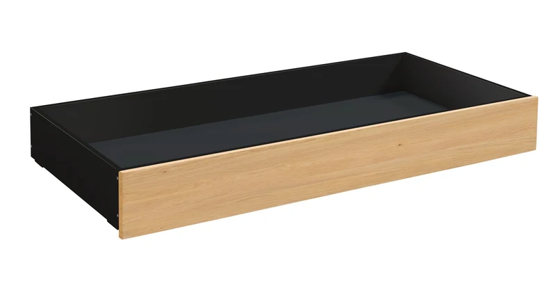 Hasena Roll-Box Bettschublade Lounge Schwarz/Eiche bright mit Rollen