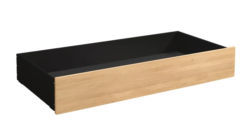 Hasena Roll-Box Bettschublade Lounge Schwarz/Eiche bright mit Rollen
