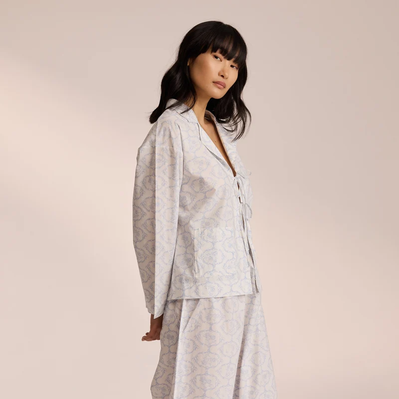 Baumwoll-Pyjamahemd - Blau