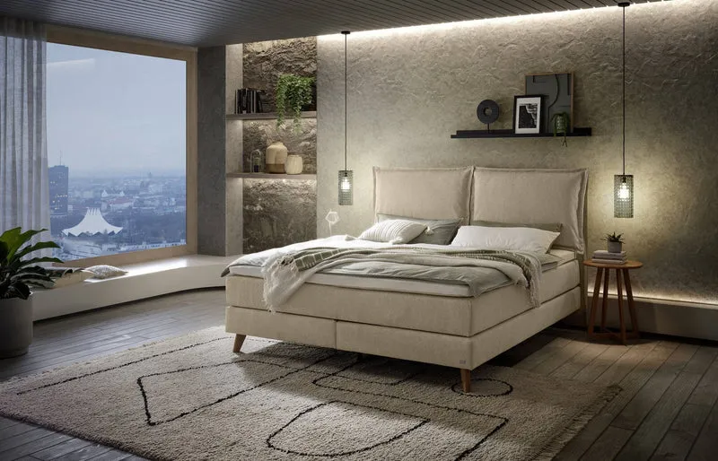 Hasena Boxspringbett Ricarda Pronto, Eiche bright massiv mit Sand-Bezug