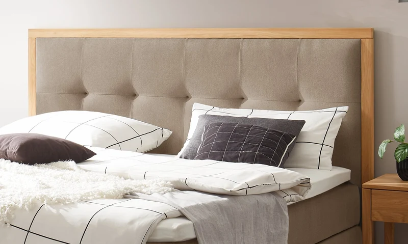 Hasena Alba Boxspringbett mit Stauraum und Topper in Eiche bright