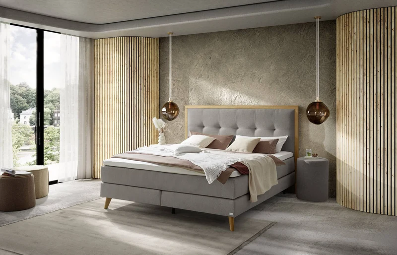 Hasena Boxspringbett Marisol in Eiche bright mit wählbarem Topper