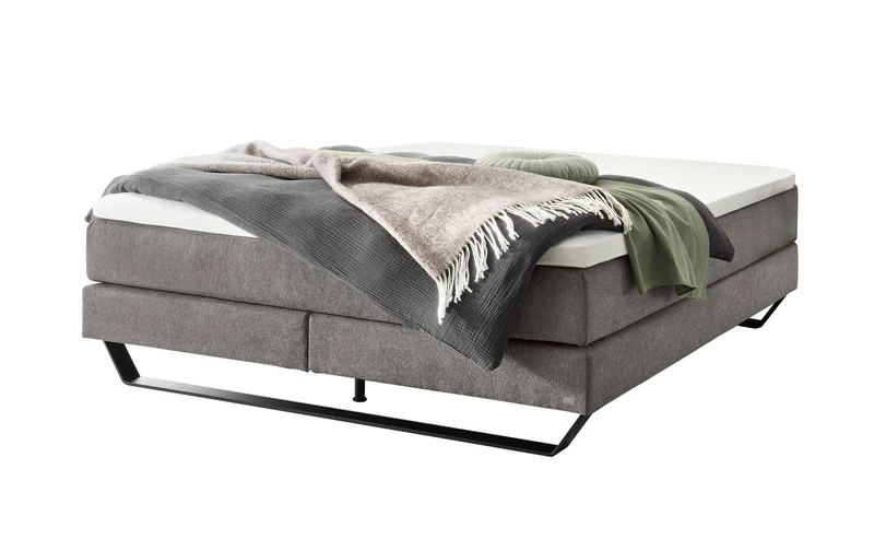 Hasena Boxspringbett Julieta ohne Kopfteil, Pace Grey mit Metallkufe