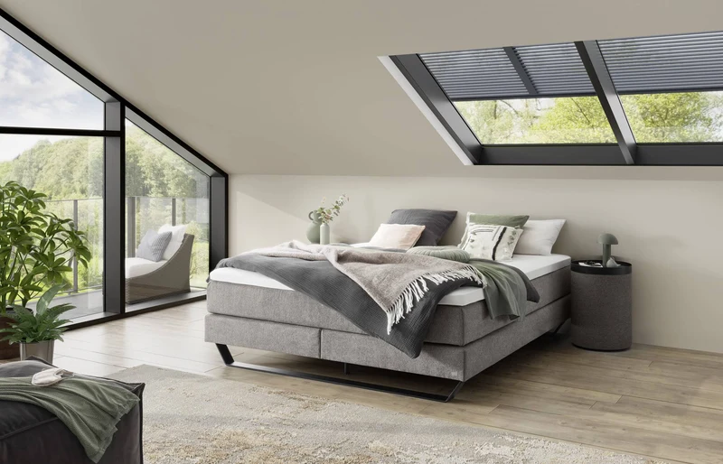 Hasena Boxspringbett Julieta ohne Kopfteil, Pace Grey mit Metallkufe