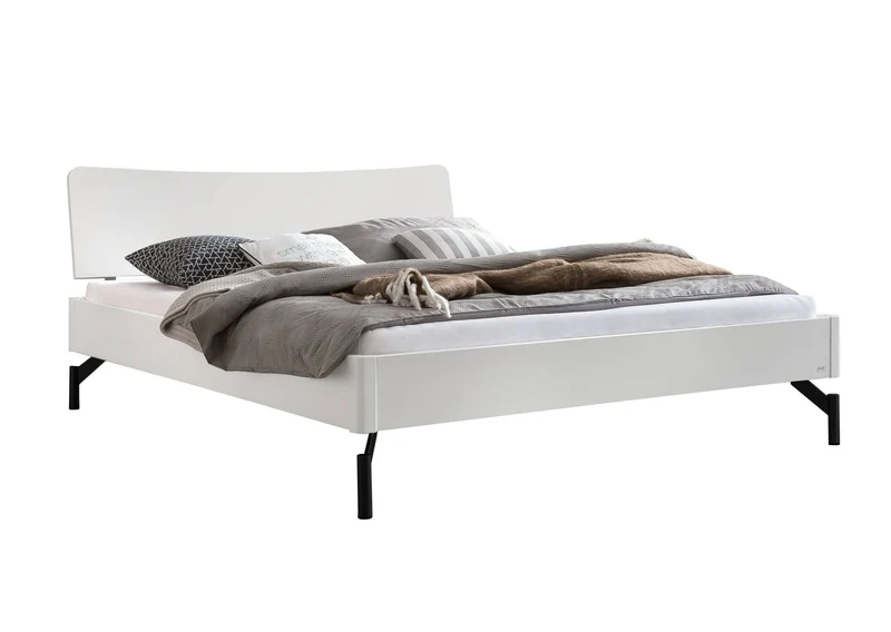 Hasena Albinia Bett Weiß mit schwarzen Metallfüßen – Lounge-Kollektion