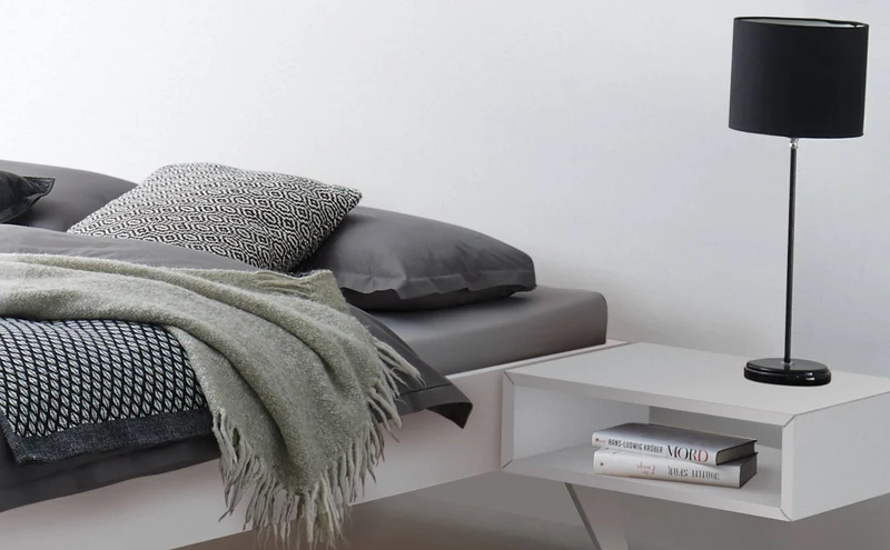Hasena Bett Calvari Weiß aus MDF, minimalistisches Design mit Kufenfüßen