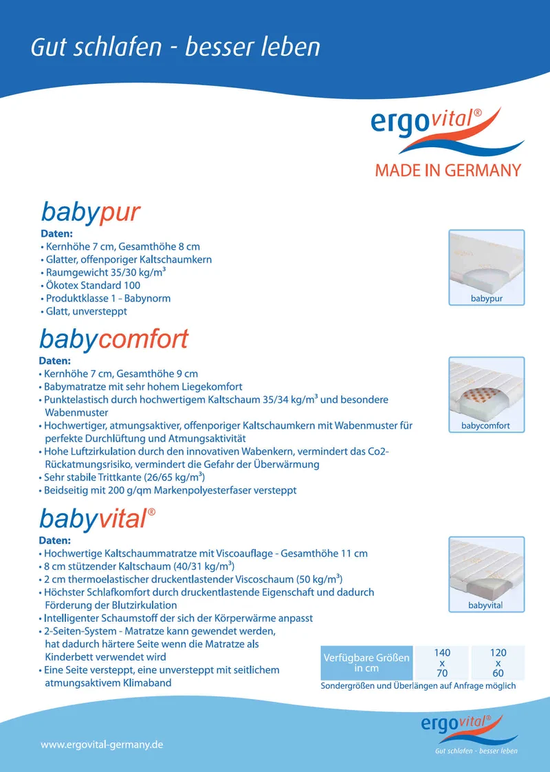 Kinderbett Matratze ergovital ® babycomfort