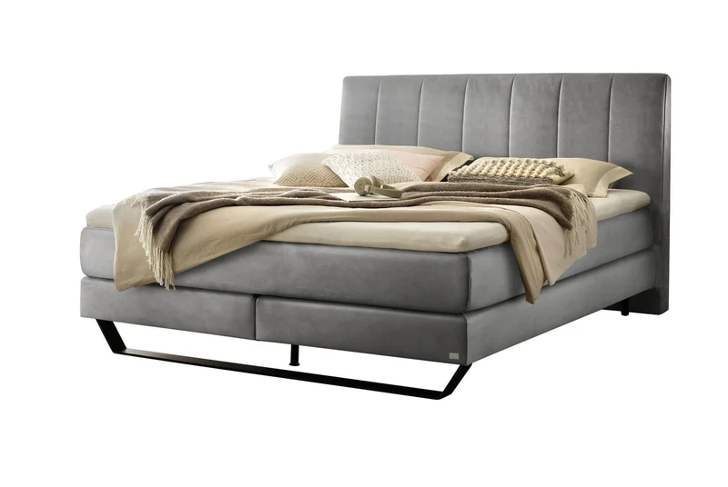 Hasena Boxspringbett Ambra in Schwarz mit Monet-Bezug und Wendematratze