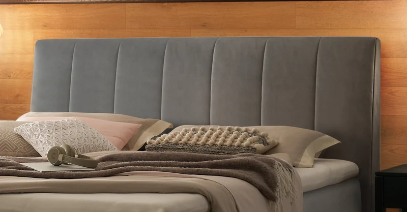 Hasena Boxspringbett Ambra in Schwarz mit Monet-Bezug und Wendematratze