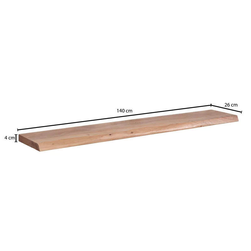 Wandregal Baumkante Akazie Massivholz 140cm Landhausstil Natur