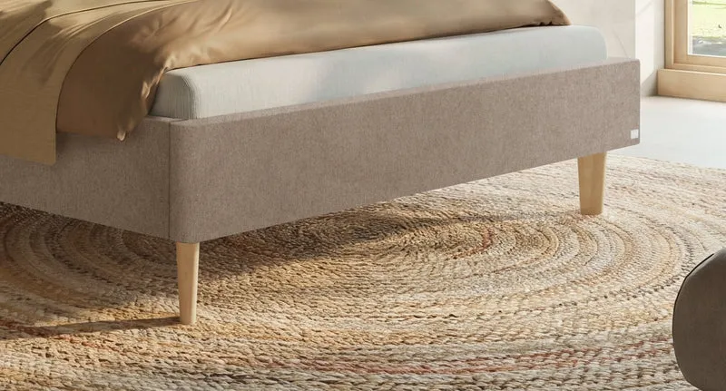Hasena Polsterbett Leonor in Eiche bright mit Stoffbezug Pace Sand