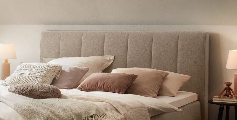 Hasena Boxspringbett Donna mit Topper, Bezug Pace Sand, Metallfüße Schwarz
