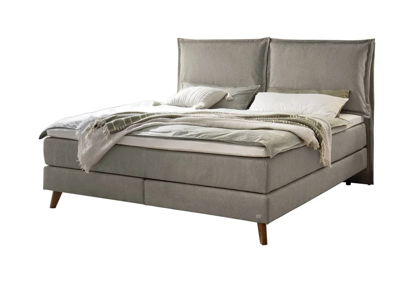 Hasena Boxspringbett Ricarda Eiche bright geölt mit Bezug Pace grey