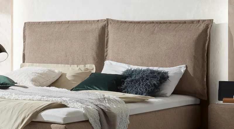Hasena Boxspringbett Imelda aus Eiche Massivholz mit Topper, Pace Sand