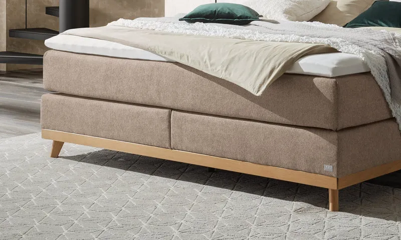Hasena Boxspringbett Imelda aus Eiche Massivholz mit Topper, Pace Sand