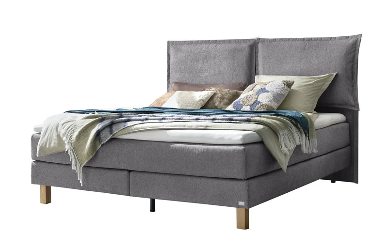 Hasena Boxspringbett Bonita Eiche bright mit Bezug Pace grey inkl. Topper
