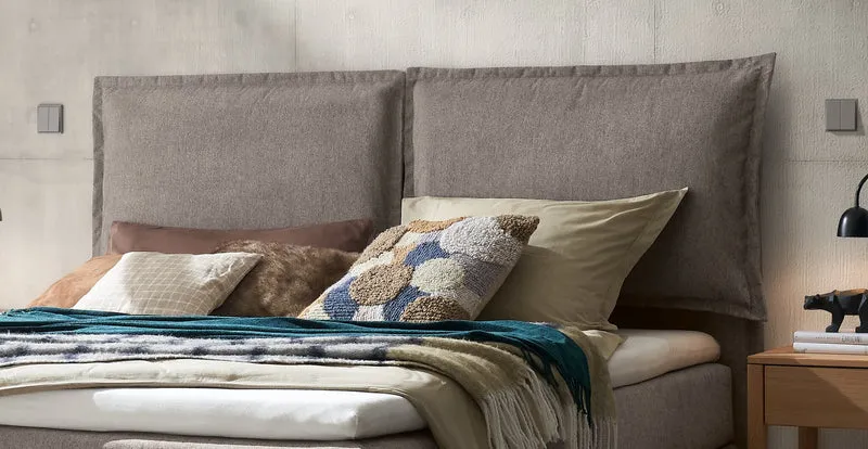 Hasena Boxspringbett Bonita Eiche bright mit Bezug Pace grey inkl. Topper