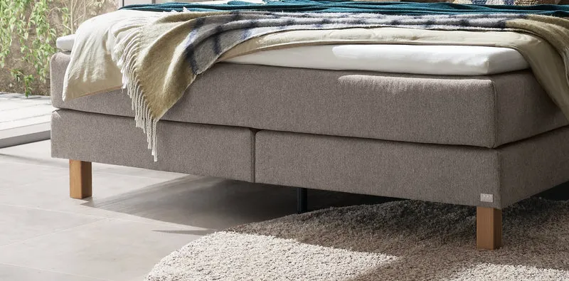 Hasena Boxspringbett Bonita Eiche bright mit Bezug Pace grey inkl. Topper