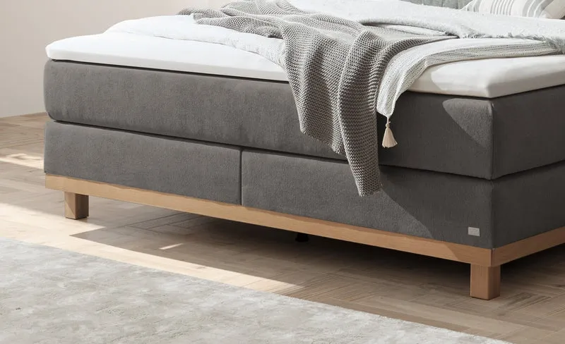 Hasena Boxspringbett Estela Eiche bright mit Topper-Wahl, Pace grey