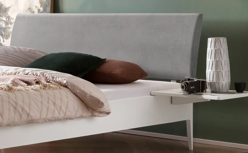 Hasena Polsterbett Sestola Lounge, Weiß mit Bezug Pace Light Grey