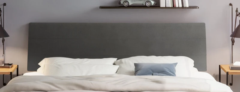 Hasena Bett Ariana Trento Eiche bright mit Metallkufen und Polster-Kopfteil