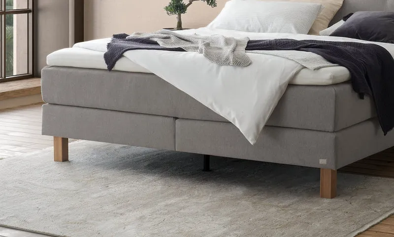 Hasena Boxspringbett Solara Eiche bright mit Topper, Pace light grey