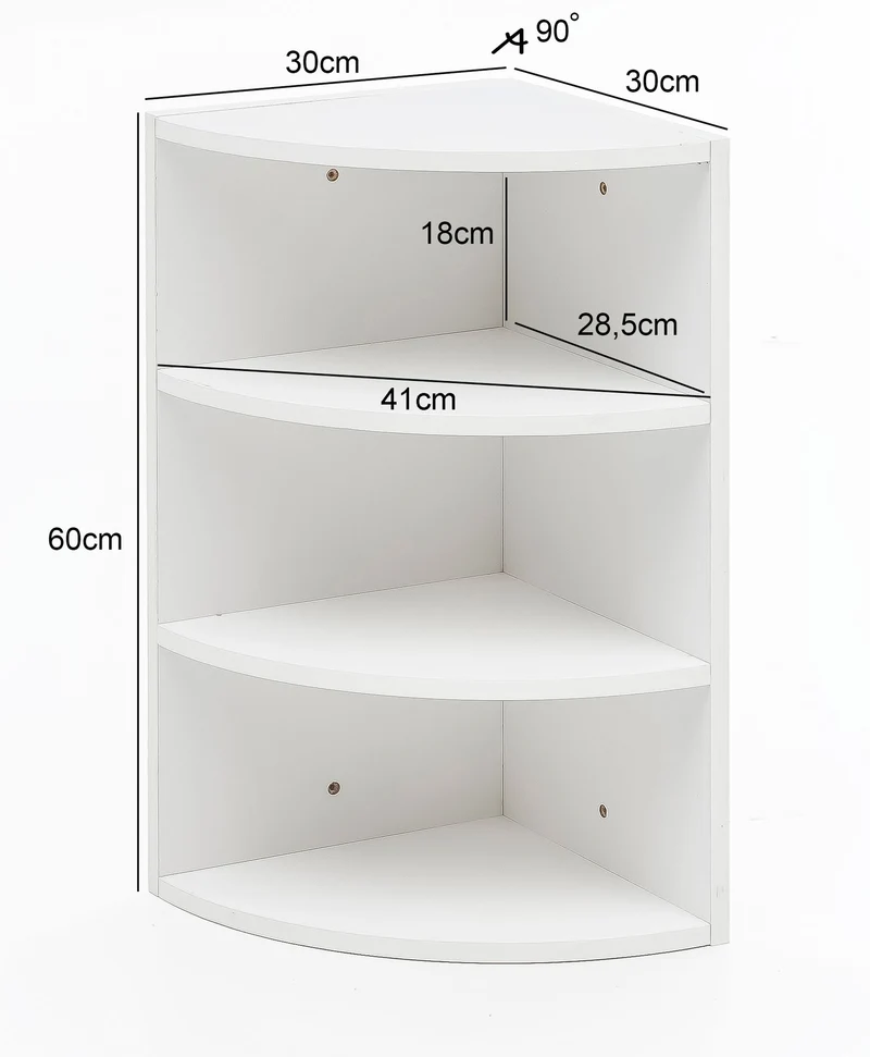 Eckregal WL5.843 Holz Weiß 30x60x30cm Wandregal Modern Schwebend