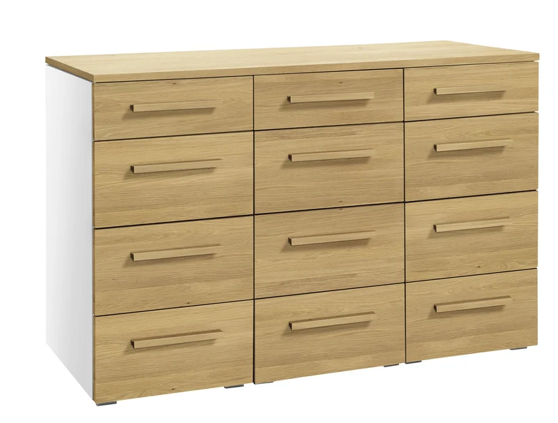 Hasena Trequatri Kommode Selezione Weiß mit Eiche-Front, 12 Schubladen