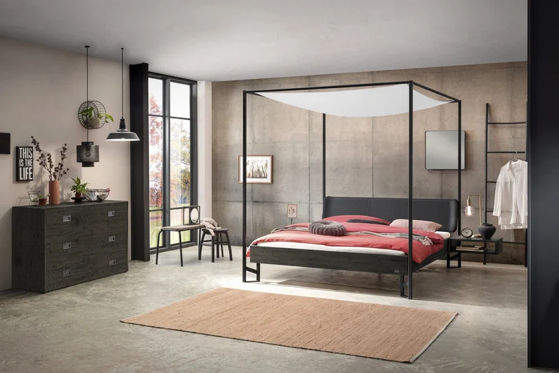 Hasena Jago Nachttisch im Industrial-Loft-Stil aus Akazie Vintage Grey