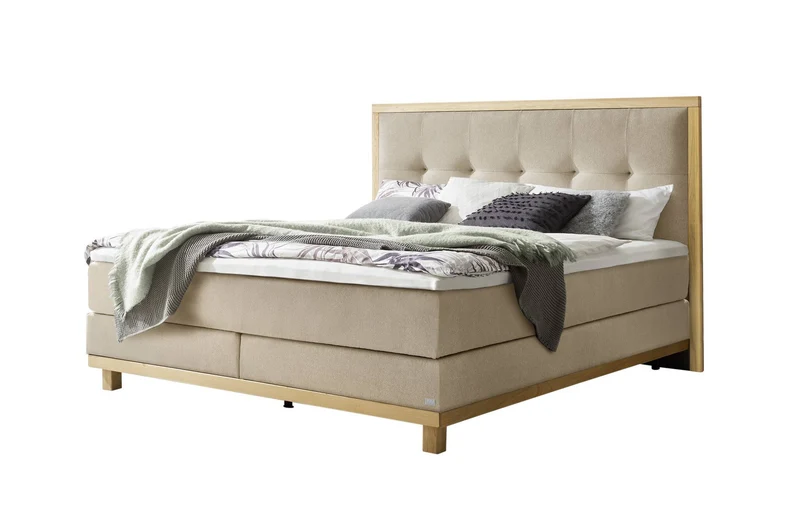 Hasena Boxspringbett Cecilia Eiche bright mit Sand-Bezug und Topper