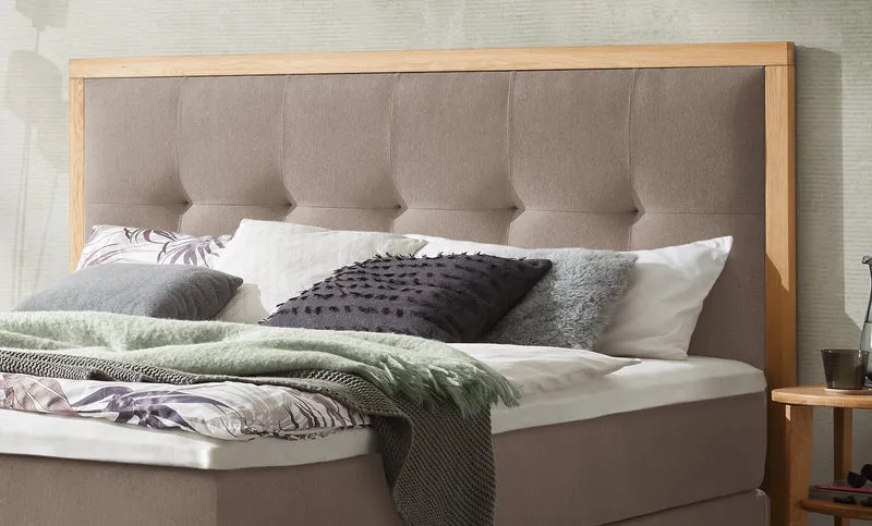Hasena Boxspringbett Cecilia Eiche bright mit Sand-Bezug und Topper