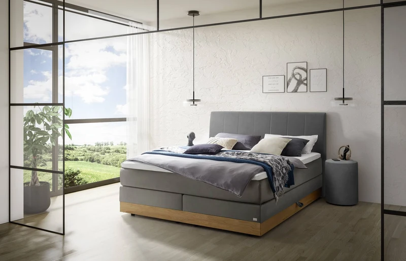 Hasena Boxspringbett Pedrosa mit Stauraum und Topperwahl in Eiche bright