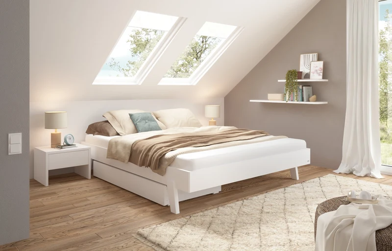 Hasena Bett Molino Weiß ohne Kopfteil - Designbett der Kollektion Trento
