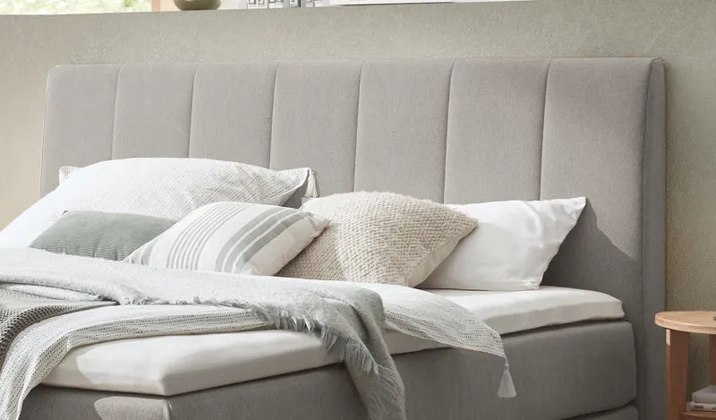 Hasena Boxspringbett Estela mit Massivholz-Füßen, Bezug Pace Light Grey