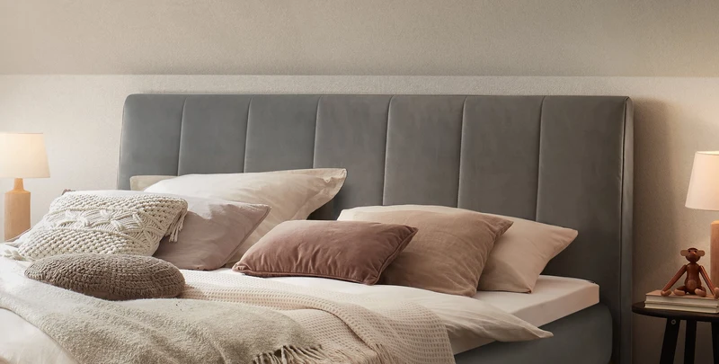 Hasena Boxspringbett Donna Pronto in Schwarz/Grau mit Metallfüßen