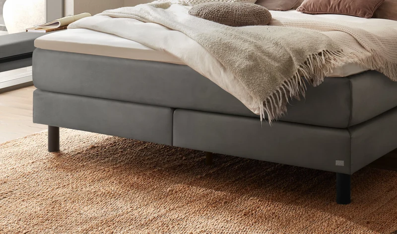 Hasena Boxspringbett Donna Pronto in Schwarz/Grau mit Metallfüßen