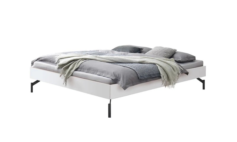 Hasena Bett Cardella Weiß mit schwarzen Metallfüßen der Kollektion Trento