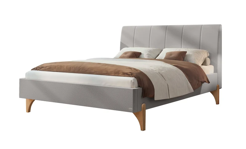 Hasena Polsterbett Renata Eiche bright mit Bezug Pace Light Grey