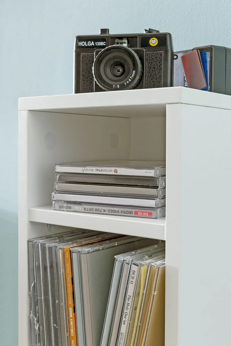 CD-Regal WL5.836 Holz 21x90x20cm Weiß 6 Fächer Modernes Standregal