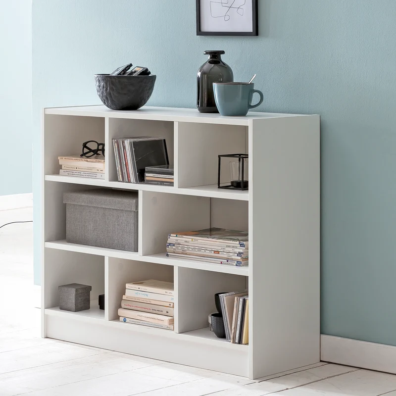 Bücherregal WL5.819 Weiß 80x68,5x29,5cm Modern Holz mit Fächern